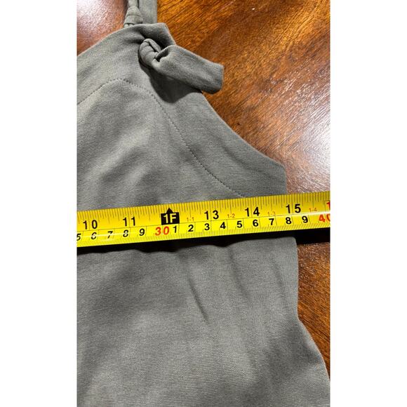 Earthbound Bib Overalls S Green Stretch Square Neck Wide Leg Loose Fit Summer - Picture 4 of 8